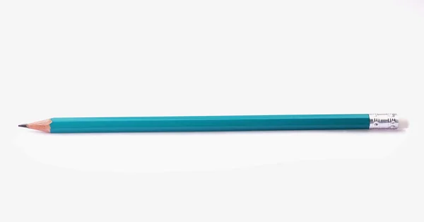 Blue pencil on white background — Stock Photo, Image
