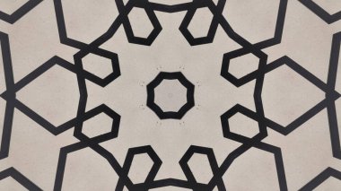  Hipnoz simetrik Kaleydoskop siyah beyaz. Tekstil, seramik, duvar kağıdı, tasarım, kaleydoskop resimleri için çok güzel basılmış motifler.