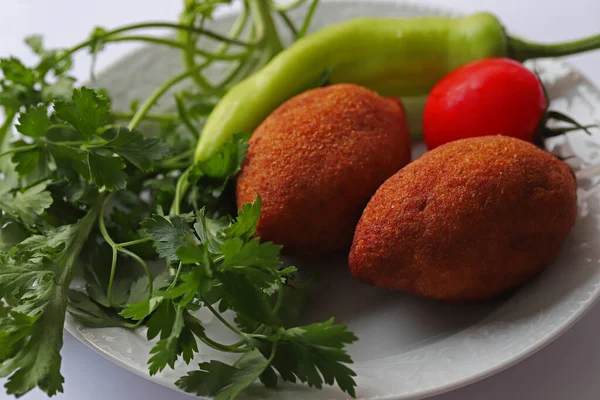 Turkse Keuken Bulgur Gecoate Gehaktballen Icli Kofte — Stockfoto