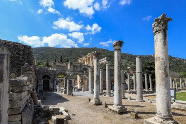 Türkiye / İzmir / Selcuk 09 Mart 2021 Roma döneminden antik Efes kentinden görüntüler.