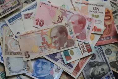 Çeşitli ülkelerden farklı kağıt paralar..