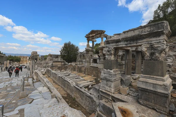 Celsius Bibliothek Der Antiken Stadt Ephesus Efes Die Meisten Besuchten — Stockfoto