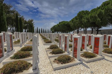 Çanakkale, Türkiye - 01-2021: Çanakkale Şehitleri Anıtı, Gelibolu Muharebesi 'ne katılan Türk askerlerinin anısına düzenlenen bir savaş anıtı..
