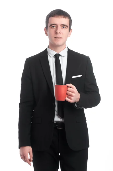 Homem de terno com a taça vermelha — Fotografia de Stock