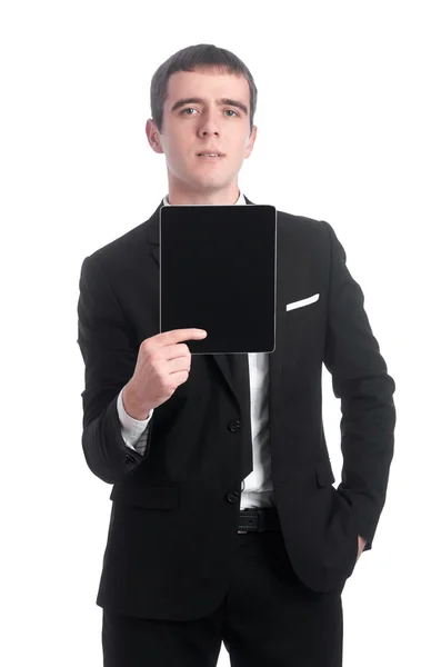 Homem de terno com Tablet PC — Fotografia de Stock