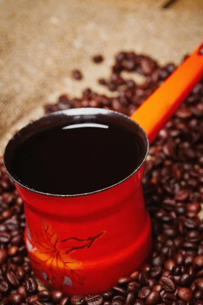 Турецька кава каструлю на зерно — стокове фото