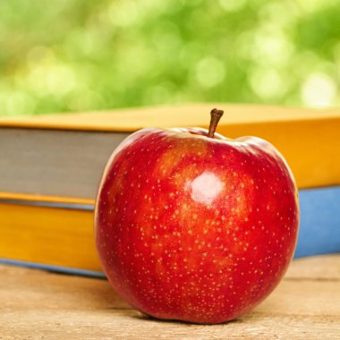 elma ve kitap yığını