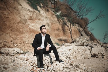 Moda fotoğraf üzerinde bir deniz adamın