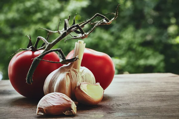 Tomaten und Knoblauch — Stockfoto