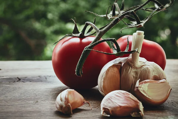 Tomaten und Knoblauch — Stockfoto