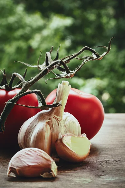 Knoblauch und Tomaten — Stockfoto