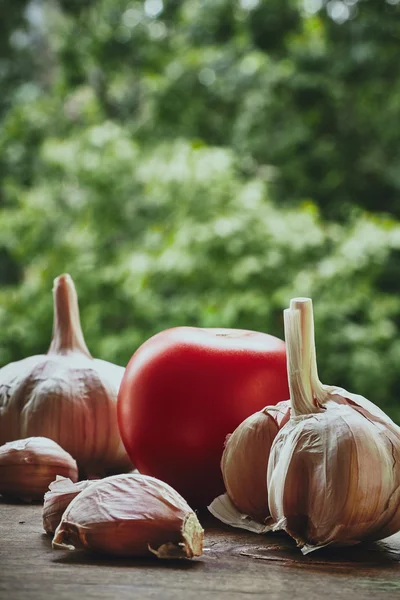 Knoblauch und Tomaten — Stockfoto