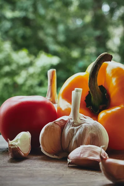 Paprika, Tomaten und Knoblauch — Stockfoto