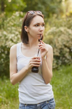 Girl, drinking soda