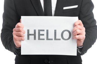 Tablet ile yazıt Merhaba eller mans