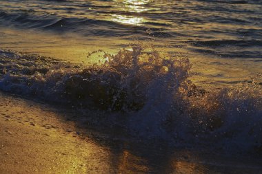 Okyanus dalgaları kumlu bir plaj üzerinde geç breaking