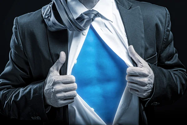 Superhero with blue belly — Stock Photo, Image