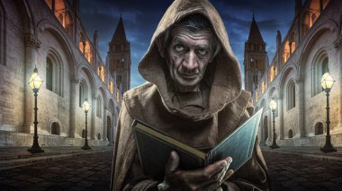 Monk holding kitap