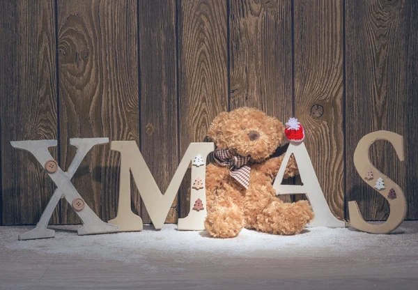 크리스마스 트리 편지와 곰 — 스톡 사진