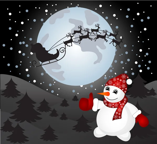 Card with Santa and snowman — Stock Vector