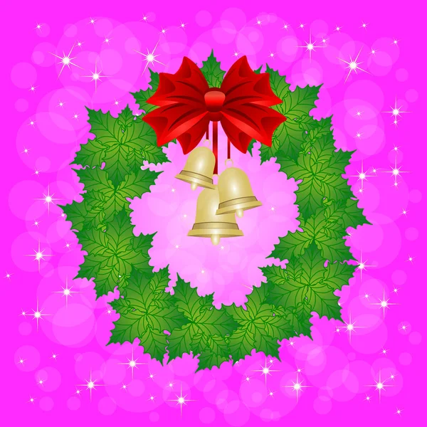 Christmas Greeting card with wreath — Stock Vector