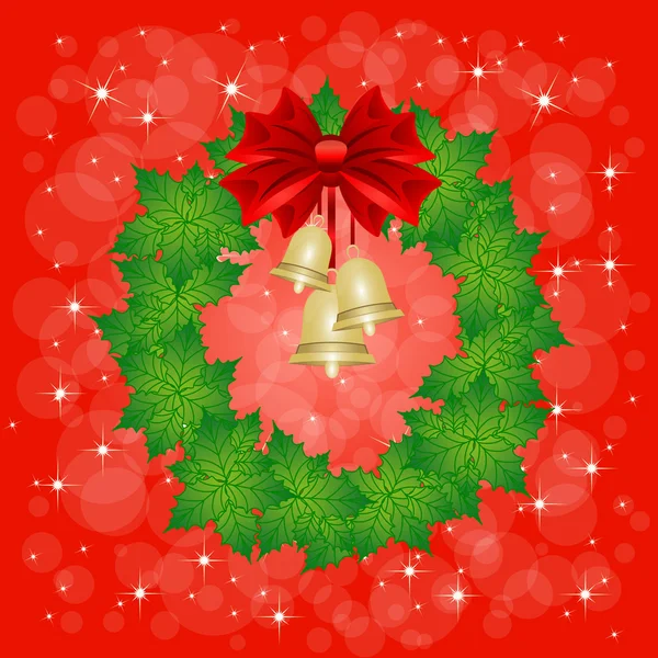 Christmas Greeting card with wreath — Stock Vector