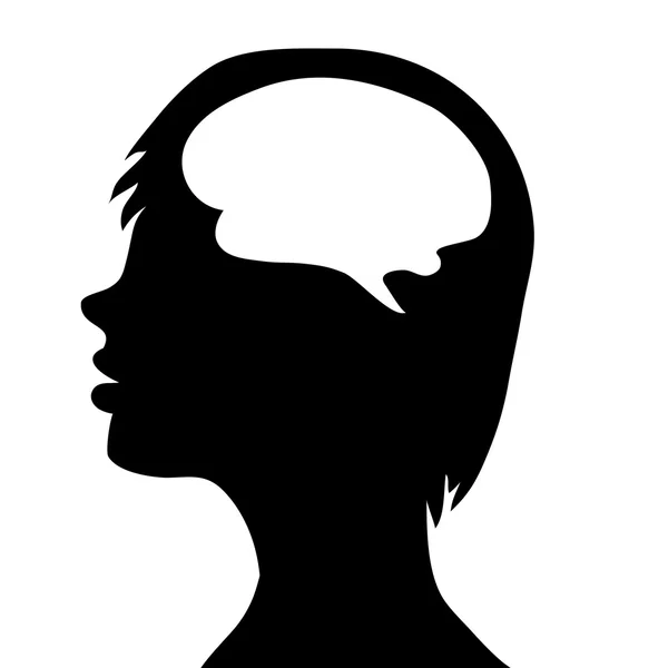 Silhouette of the head and  brain — Stock Vector