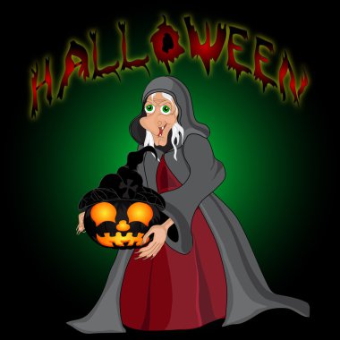 Cadılar bayramı arkaplanı cadı ve balkabağı