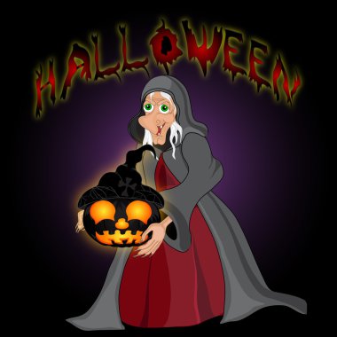 Cadılar bayramı arkaplanı cadı ve balkabağı