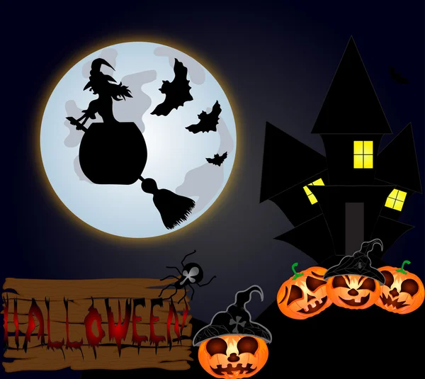 Halloween nacht achtergrond — Stockvector