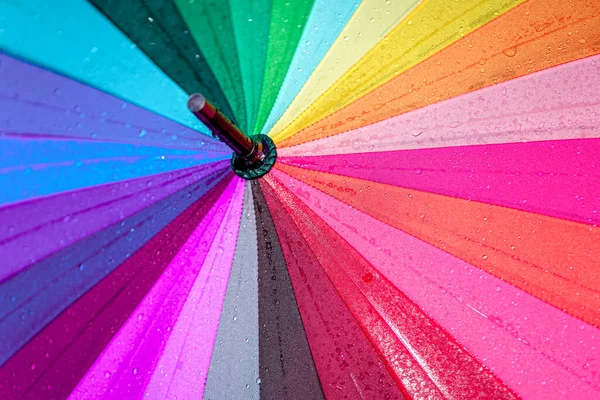 Textura Paraguas Arco Iris Brillante Con Gotas — Foto de Stock