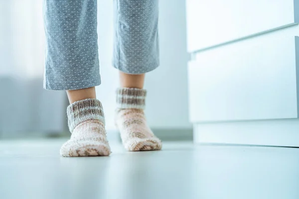 Woman Pajamas Cozy Soft Comfortable Knitted Winter Socks Home — Φωτογραφία Αρχείου