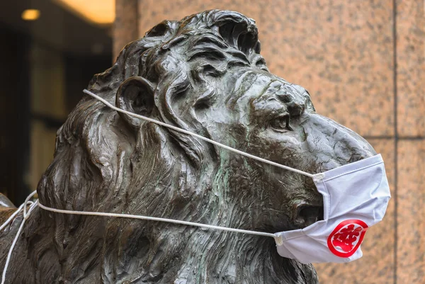 Tokio Japan Januar 2021 Großaufnahme Der Bronzeskulptur Des Löwenkopfes Mit — Stockfoto