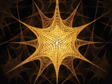 Bilgisayar virüsü hücresi şeklindeki lazerlerin arka planlarını gösteren bir kaleydoskop fotoğrafçılığı birden fazla ayna katmanında parlayıp yansıtıyor..