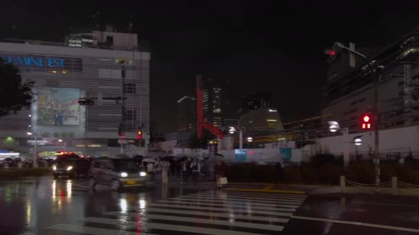 Tokyo Japón Octubre 2019 Pan Left Video Peestrian Crossing Shinjuku — Vídeos de Stock