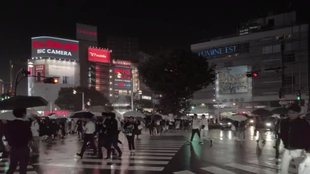 Tokyo Japón Octubre 2019 Pan Dejó Video Personas Con Paraguas — Vídeos de Stock