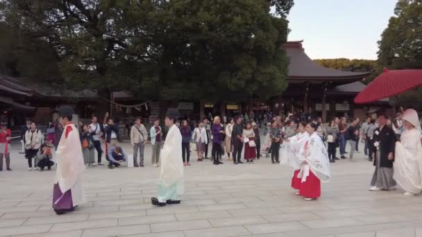 Tokyo Japão Outubro 2019 Vídeo Procissão Casamento Tradicional Japonês Onde — Vídeo de Stock