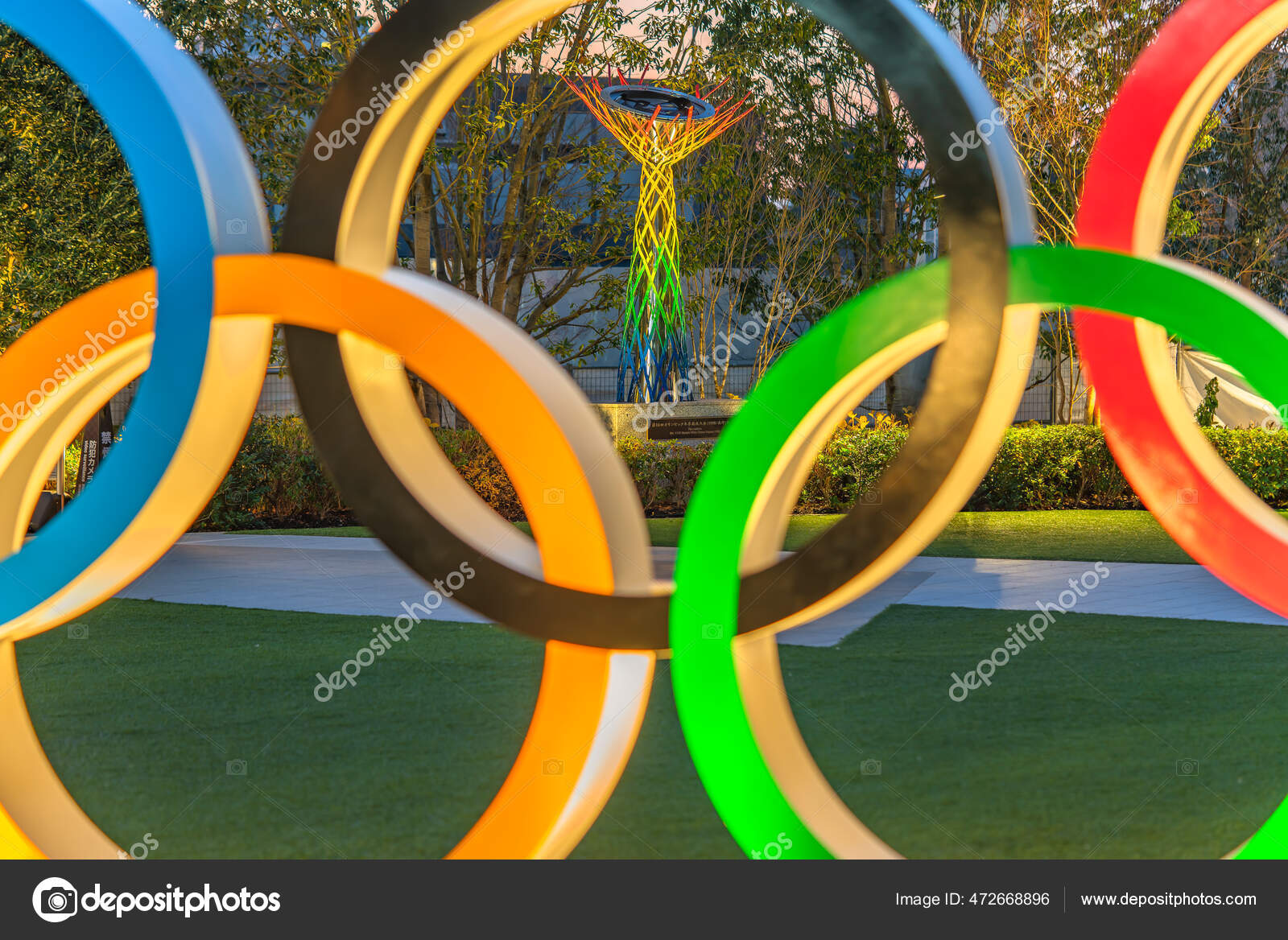Tokyo Japan May 2021 Close Illuminated Olympic Cauldron Nagano Olympic