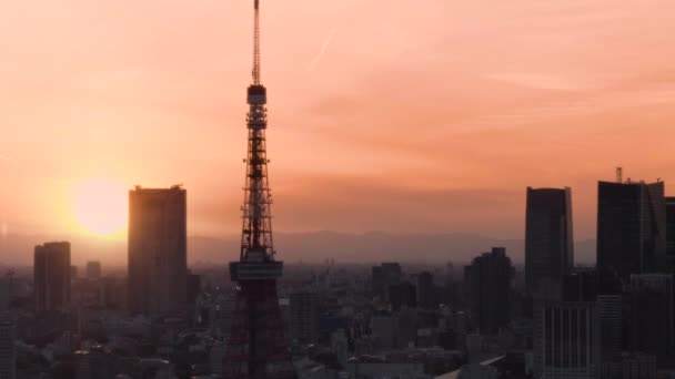 Tokyo Japan June 2021 Слайд Відео Заднього Силуету Вежі Токіо — стокове відео