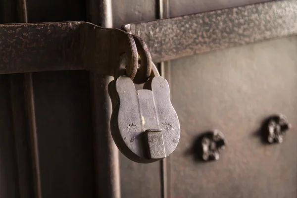 Old master key with steel door