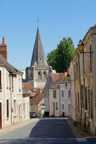 Veduta Una Stradina Con Campanile Nella Piccola Città Ecueille Agosto — Foto Stock