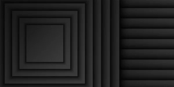 Abstraktní Černá Čtvercová Překrývající Vrstva Pozadí Čtvercový Tvar Vzor Tmavý — Stockový vektor