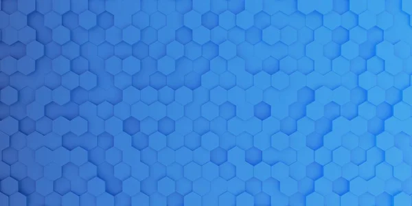 3D抽象的な青グラデーション六角形の背景 六角形の形の壁紙 — ストック写真