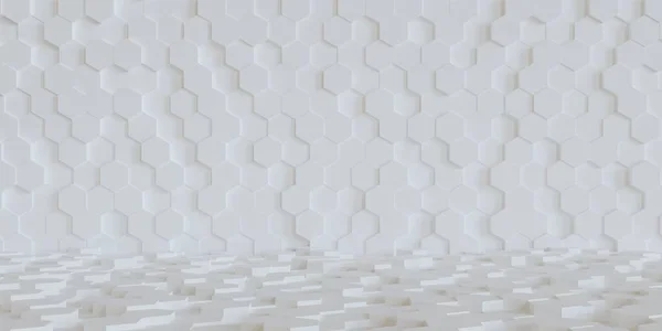 Abstraktní Bílé Šestihranné Pozadí Šestihranný Tvar Tapety — Stock fotografie