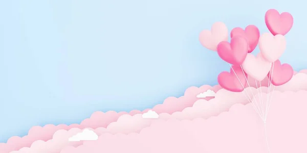 Walentynki Tło Koncepcji Miłości Ilustracja Różowy Bukiet Balony Kształcie Serca — Zdjęcie stockowe