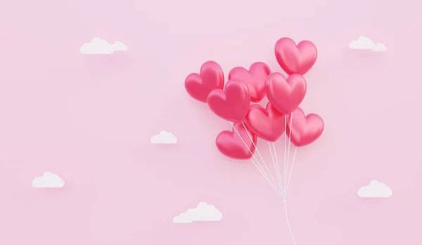 Sevgililer Günü Aşk Konsepti Arka Plan Kırmızı Kalp Şekilli Balonların — Stok fotoğraf