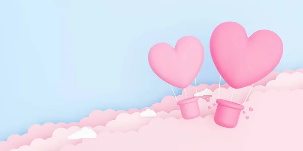 Día San Valentín Fondo Concepto Amor Ilustración Globos Aire Caliente —  Fotos de Stock