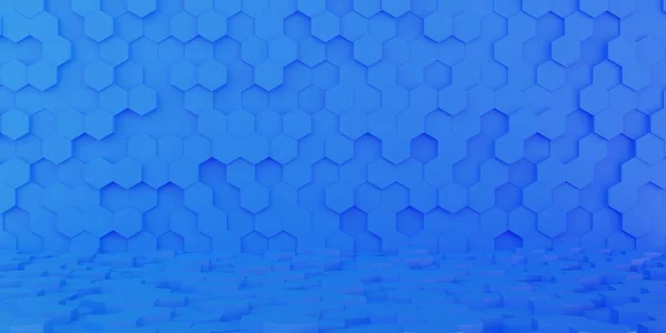 Perspektiva Abstraktního Modrého Gradientu Šestiúhelníkového Pozadí Šestiúhelníkový Tvar Tapety — Stock fotografie