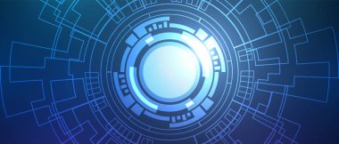 Soyut çember dijital arkaplan, akıllı lens teknolojisi, devre kartı