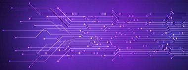 Abstract Digital Technology Background, purple circuit board pattern, microchip, power line clipart